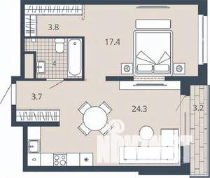 1-к квартира, вторичка, 56м2, 15/23 этаж
