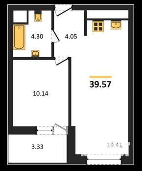 1-к квартира, строящийся дом, 40м2, 1/20 этаж