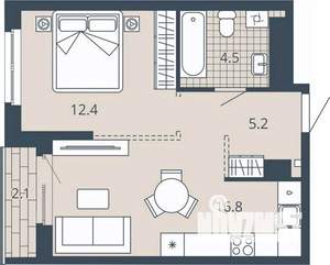 1-к квартира, вторичка, 41м2, 4/23 этаж