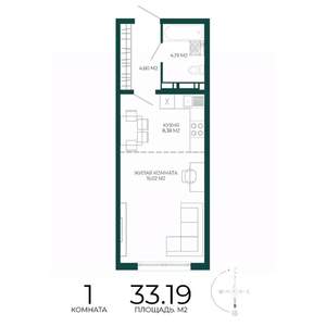 1-к квартира, вторичка, 33м2, 13/17 этаж