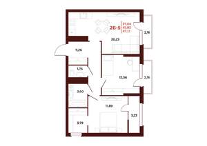 2-к квартира, вторичка, 67м2, 15/18 этаж