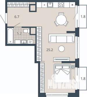 1-к квартира, вторичка, 53м2, 13/23 этаж