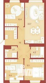 3-к квартира, вторичка, 83м2, 5/17 этаж