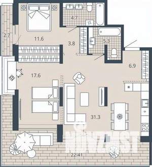 2-к квартира, вторичка, 96м2, 5/23 этаж