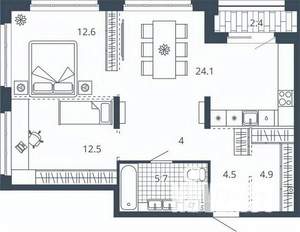 2-к квартира, вторичка, 71м2, 16/24 этаж