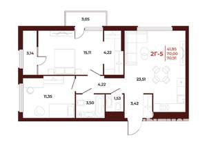 2-к квартира, вторичка, 71м2, 10/18 этаж