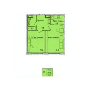 2-к квартира, вторичка, 48м2, 7/18 этаж