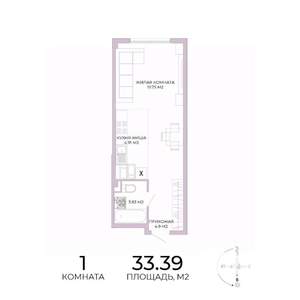 1-к квартира, строящийся дом, 33м2, 11/17 этаж