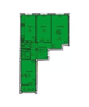 3-к квартира, строящийся дом, 75м2, 14/18 этаж