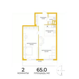 2-к квартира, вторичка, 65м2, 17/17 этаж