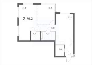 2-к квартира, вторичка, 76м2, 10/21 этаж