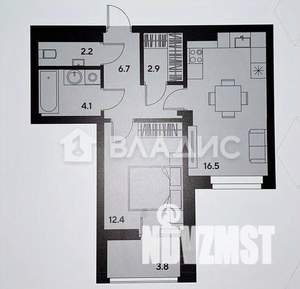 1-к квартира, сданный дом, 48м2, 3/16 этаж
