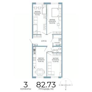 3-к квартира, строящийся дом, 83м2, 14/18 этаж