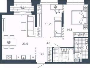 2-к квартира, вторичка, 69м2, 4/24 этаж