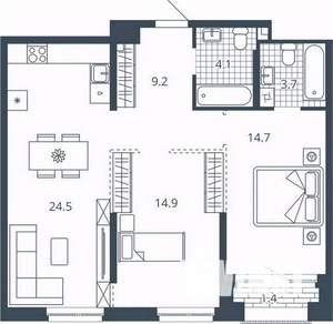 2-к квартира, вторичка, 73м2, 19/24 этаж