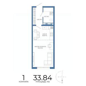 1-к квартира, вторичка, 34м2, 11/17 этаж