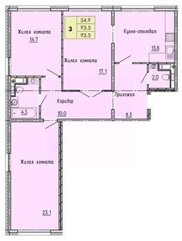 3-к квартира, строящийся дом, 94м2, 11/18 этаж