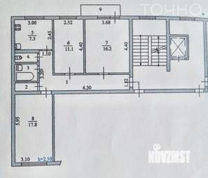 3-к квартира, вторичка, 71м2, 2/9 этаж