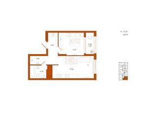 1-к квартира, вторичка, 43м2, 9/18 этаж