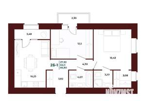 2-к квартира, вторичка, 67м2, 4/17 этаж