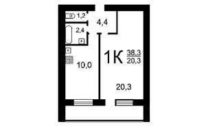1-к квартира, вторичка, 38м2, 7/10 этаж