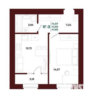 1-к квартира, вторичка, 42м2, 4/17 этаж