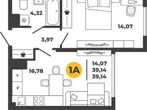 1-к квартира, вторичка, 39м2, 4/22 этаж