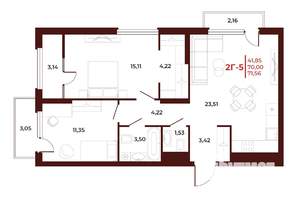 2-к квартира, вторичка, 72м2, 14/18 этаж