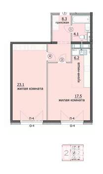 2-к квартира, вторичка, 59м2, 11/18 этаж