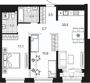 2-к квартира, вторичка, 70м2, 18/24 этаж
