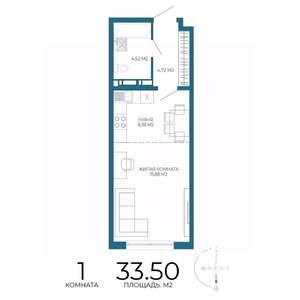 1-к квартира, вторичка, 34м2, 3/17 этаж