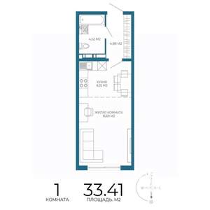 1-к квартира, строящийся дом, 33м2, 2/17 этаж
