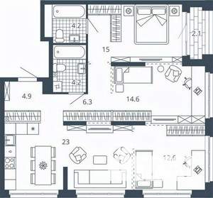 3-к квартира, вторичка, 87м2, 21/24 этаж