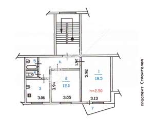 2-к квартира, вторичка, 53м2, 2/5 этаж