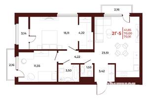 2-к квартира, вторичка, 71м2, 9/18 этаж