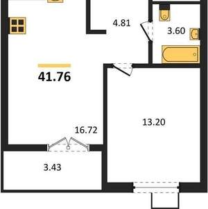 1-к квартира, вторичка, 42м2, 12/12 этаж