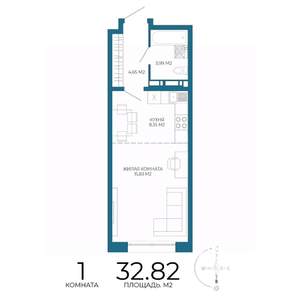 1-к квартира, вторичка, 33м2, 2/17 этаж