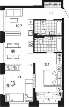 2-к квартира, вторичка, 61м2, 14/23 этаж