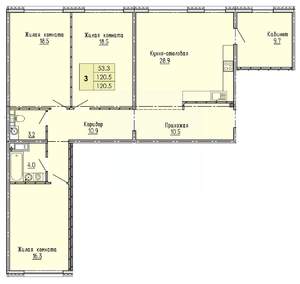 3-к квартира, строящийся дом, 121м2, 3/18 этаж