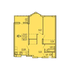 2-к квартира, вторичка, 80м2, 1/17 этаж