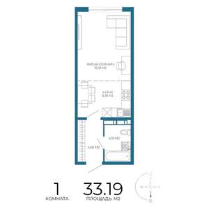 1-к квартира, строящийся дом, 33м2, 8/17 этаж