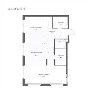 2-к квартира, вторичка, 68м2, 10/21 этаж
