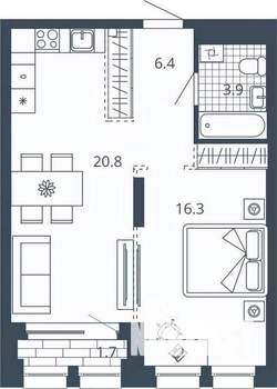 1-к квартира, вторичка, 49м2, 10/24 этаж