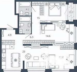 3-к квартира, вторичка, 87м2, 20/24 этаж
