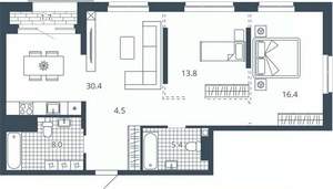 2-к квартира, вторичка, 84м2, 12/24 этаж