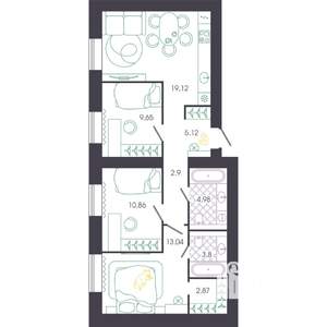 3-к квартира, вторичка, 72м2, 1/16 этаж