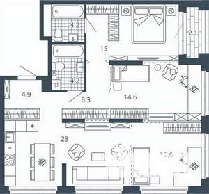 3-к квартира, вторичка, 87м2, 16/24 этаж