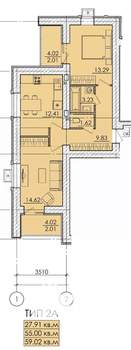 2-к квартира, строящийся дом, 63м2, 6/18 этаж