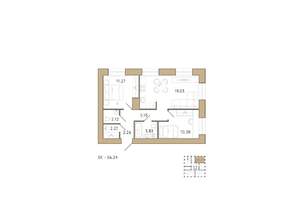 2-к квартира, вторичка, 56м2, 1/18 этаж