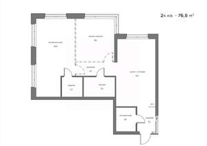 2-к квартира, вторичка, 77м2, 2/21 этаж